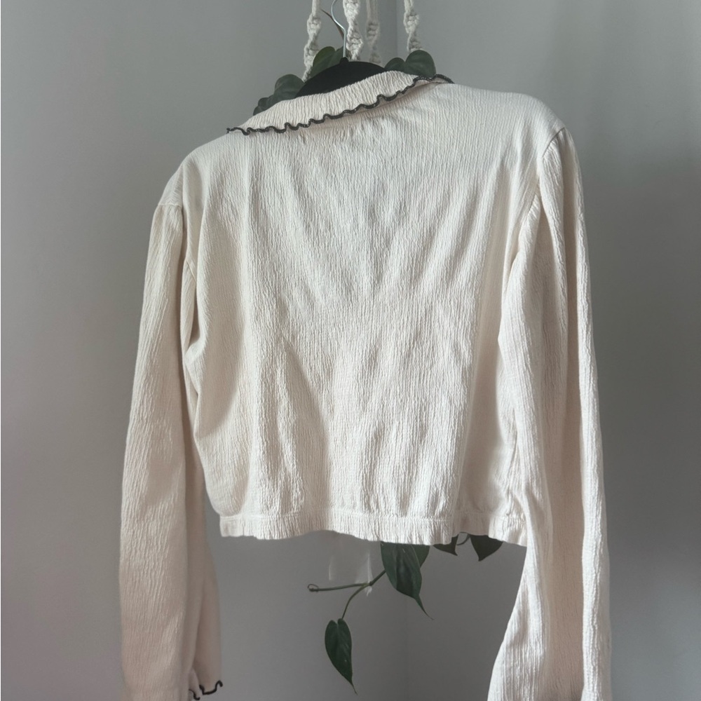 Anthropologie Nation Los Angeles Daisy Oversized Collar Button-Front Top - Picture 9 of 12